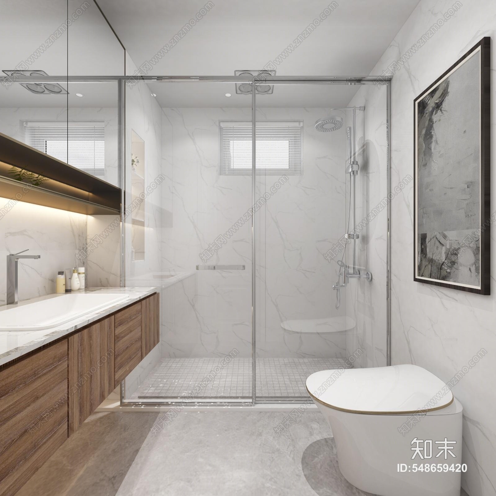 现代简约卫生间橱柜3D模型下载【ID:548659420】