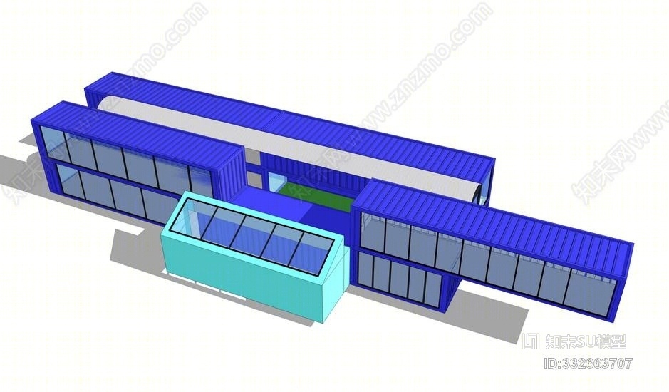 集装箱建筑SU模型下载【ID:332663707】