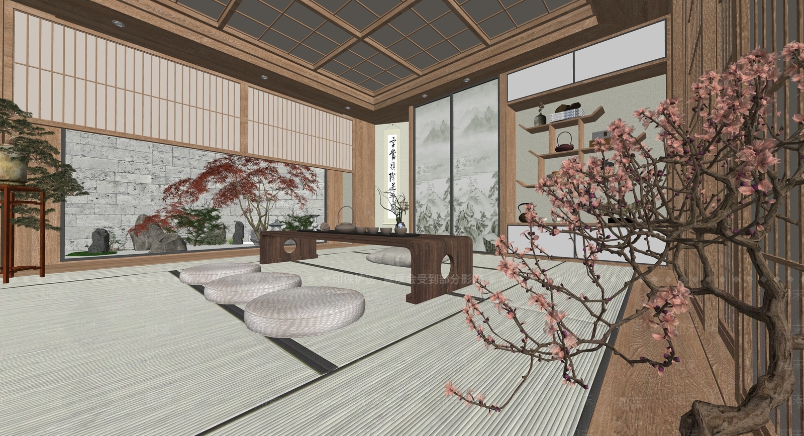 日式茶室SU模型下载【ID:189573256】