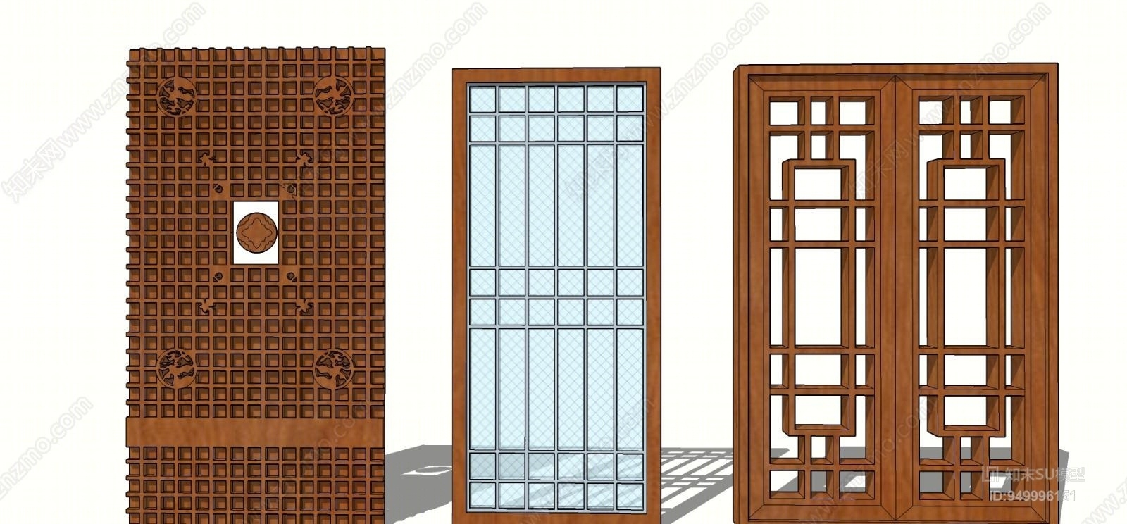 中式镂花窗SU模型草图