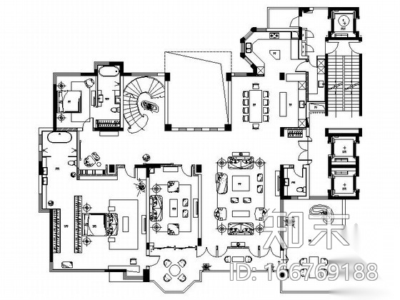 [浙江]摩洛哥三层复式别墅室内装修施工图（含实景图及完...cad施工图下载【ID:166769188】