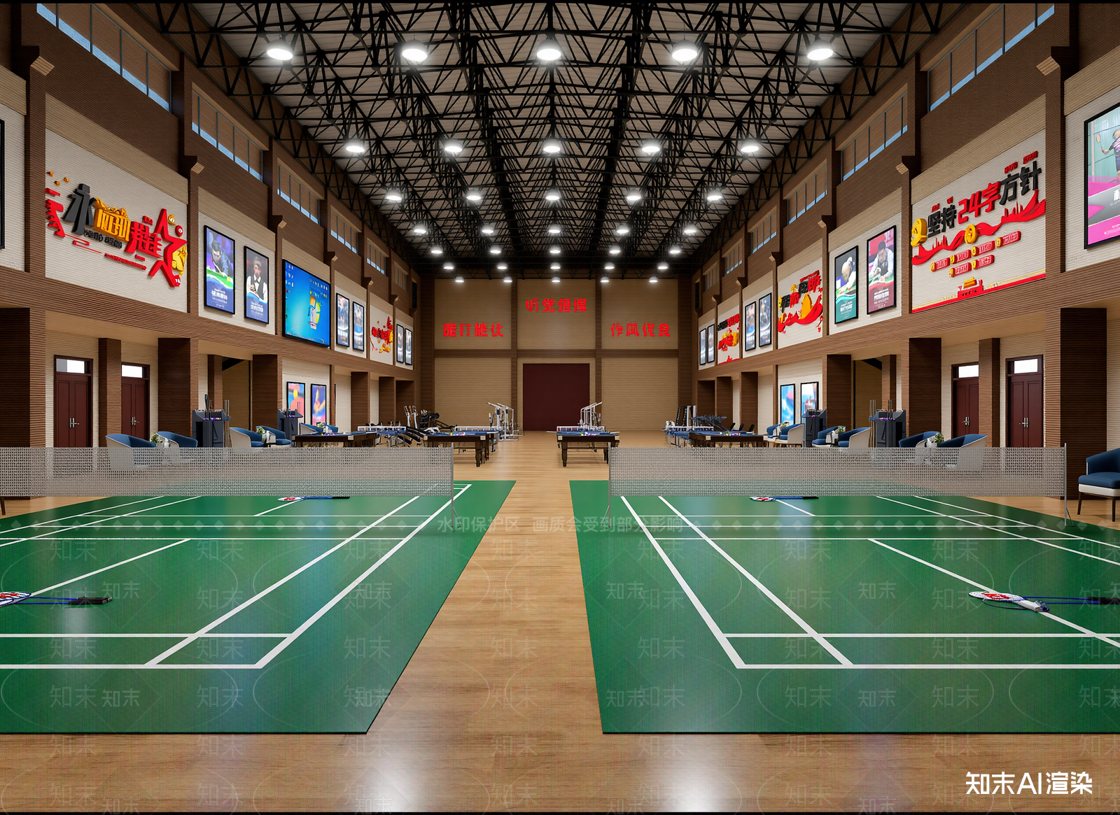 现代乒乓球室3D模型下载【ID:1215044191】