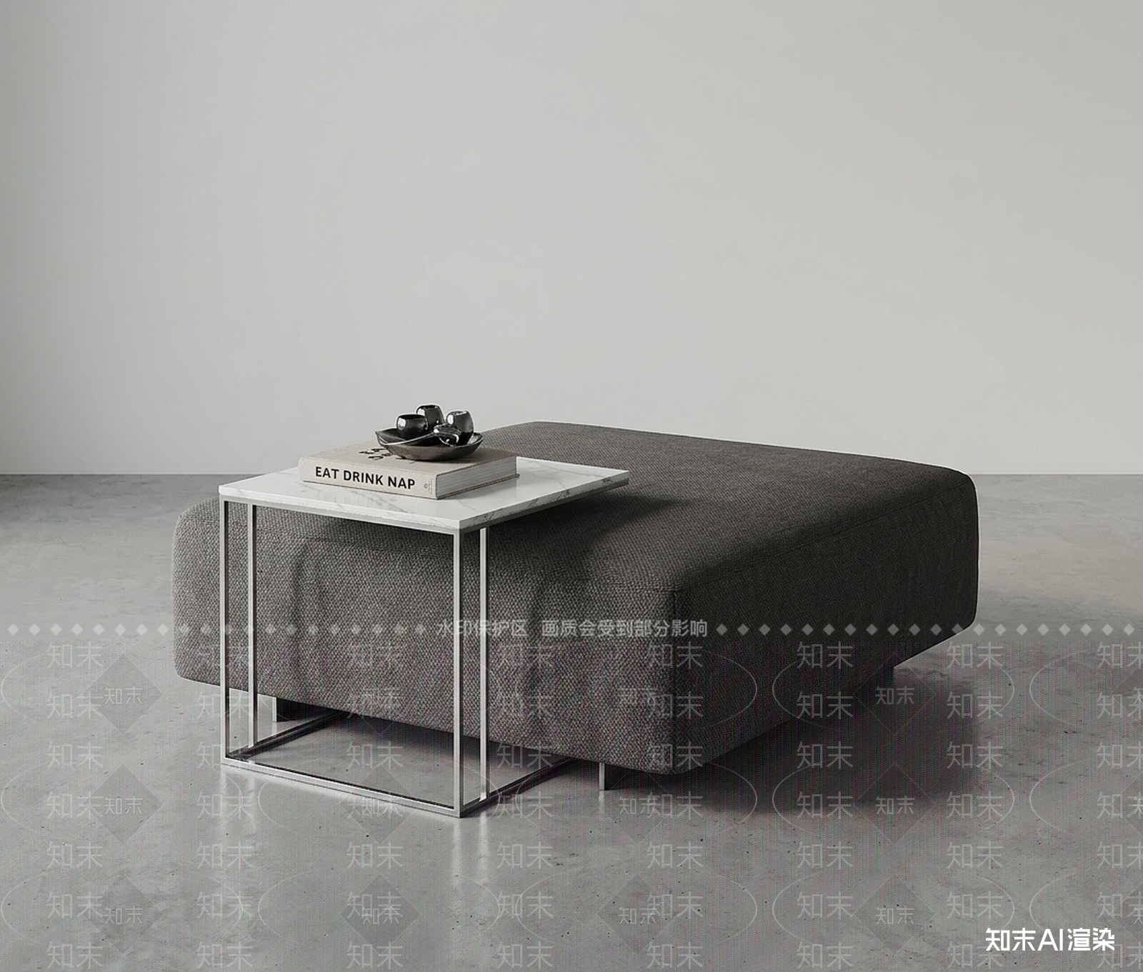 现代沙发凳3D模型渲染效果图