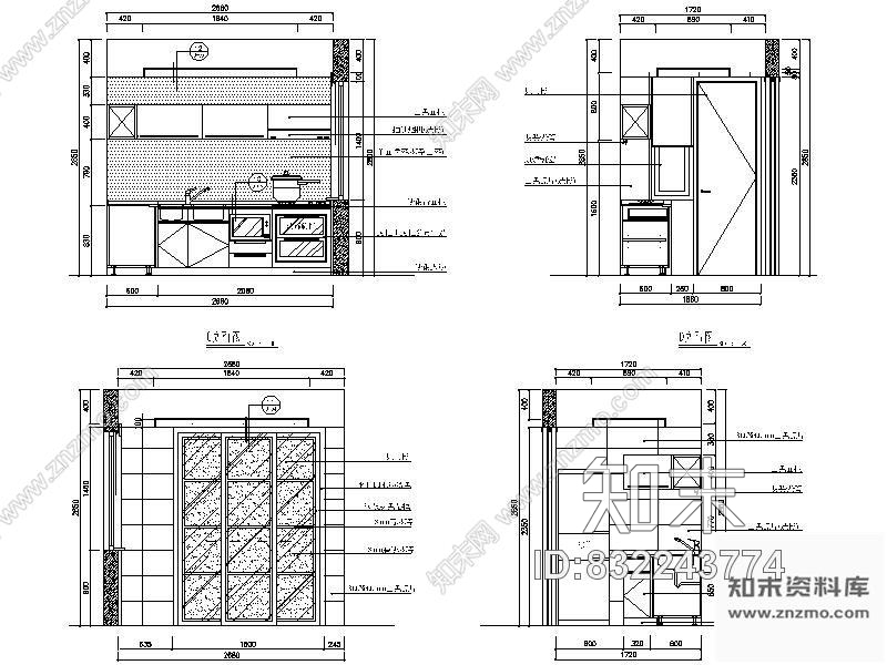 图块/节点厨房装饰立面图cad施工图下载【ID:832243774】