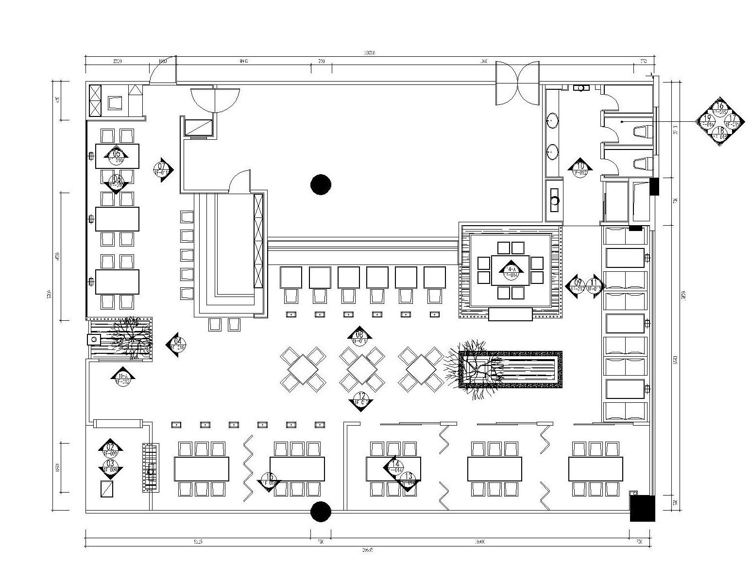 现代简约风格日式料理餐厅装修施工图（附实景图）施工图下载【ID:160428125】