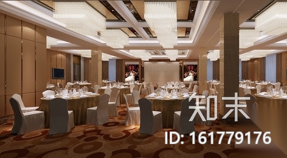 [福建]欧式华丽复古大酒店宴会厅室内施工图（含效果图）cad施工图下载【ID:161779176】