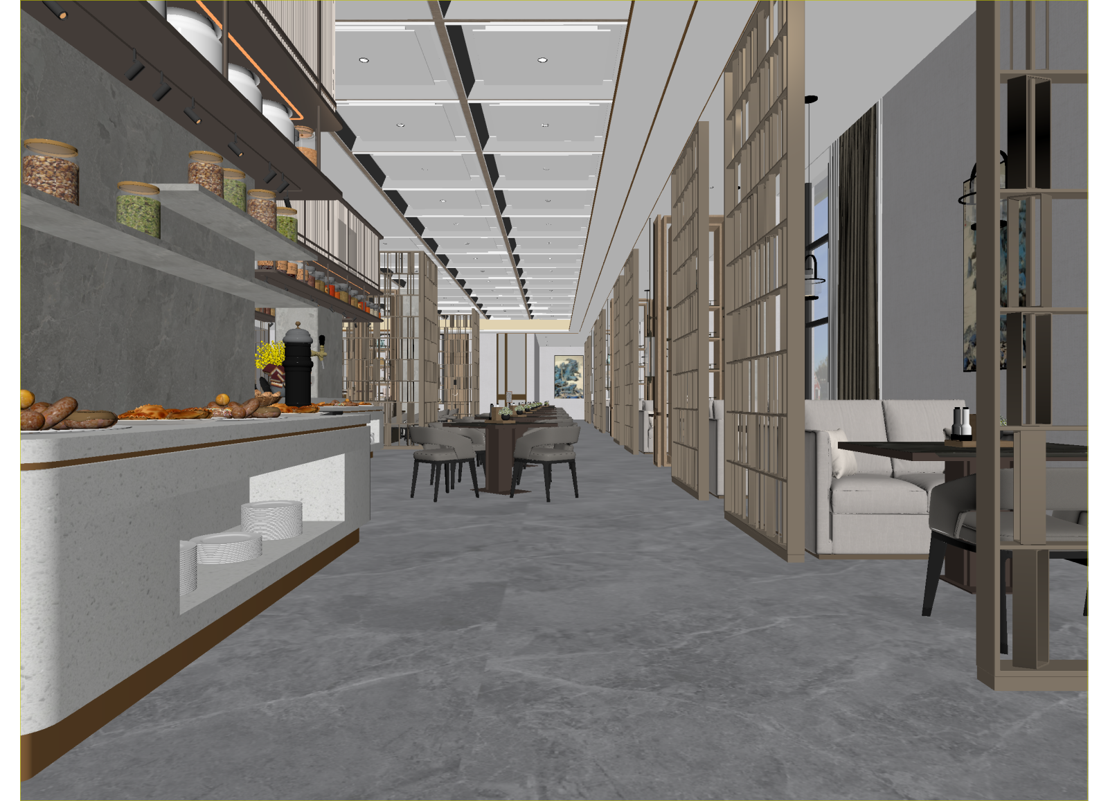 现代酒店餐厅3D模型下载【ID:1214726487】