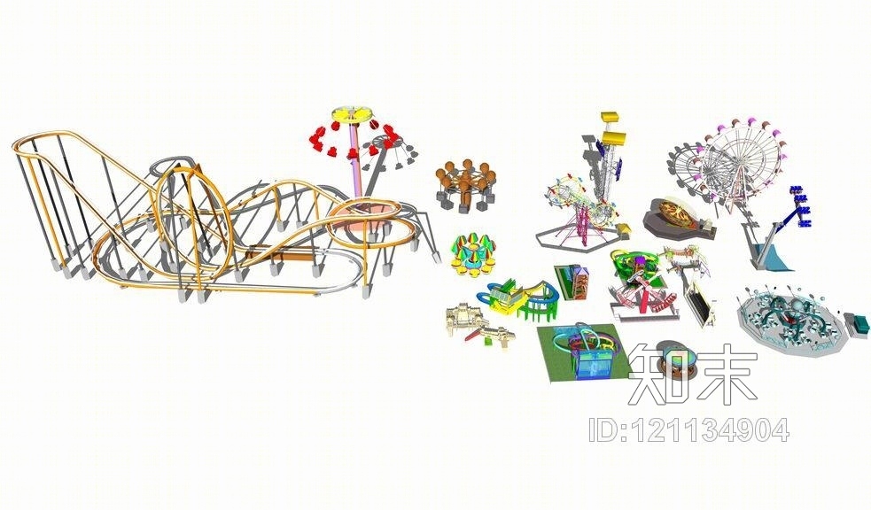 游乐设施组合SU模型下载【ID:121134904】