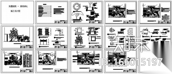 英式别墅花园景观绿化全套施工图cad施工图下载【ID:166015197】
