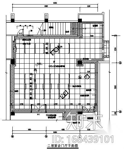 某饭店二层宴会门厅装修图cad施工图下载【ID:168439101】