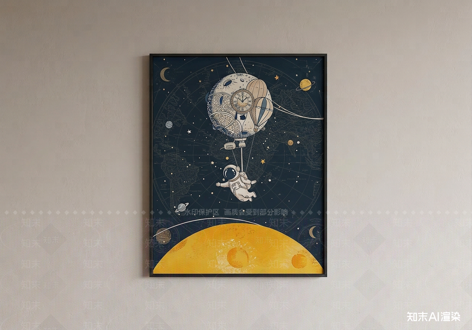 太空主题挂画挂画SU模型下载【ID:1227235611】