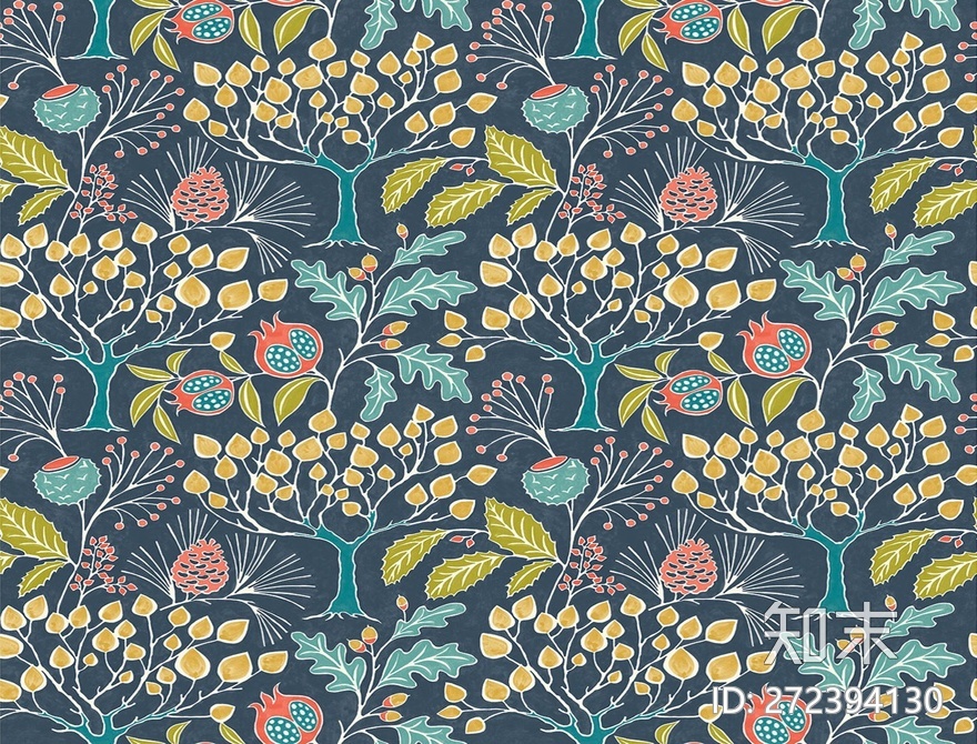 深色底花墙纸3贴图下载【ID:272394130】