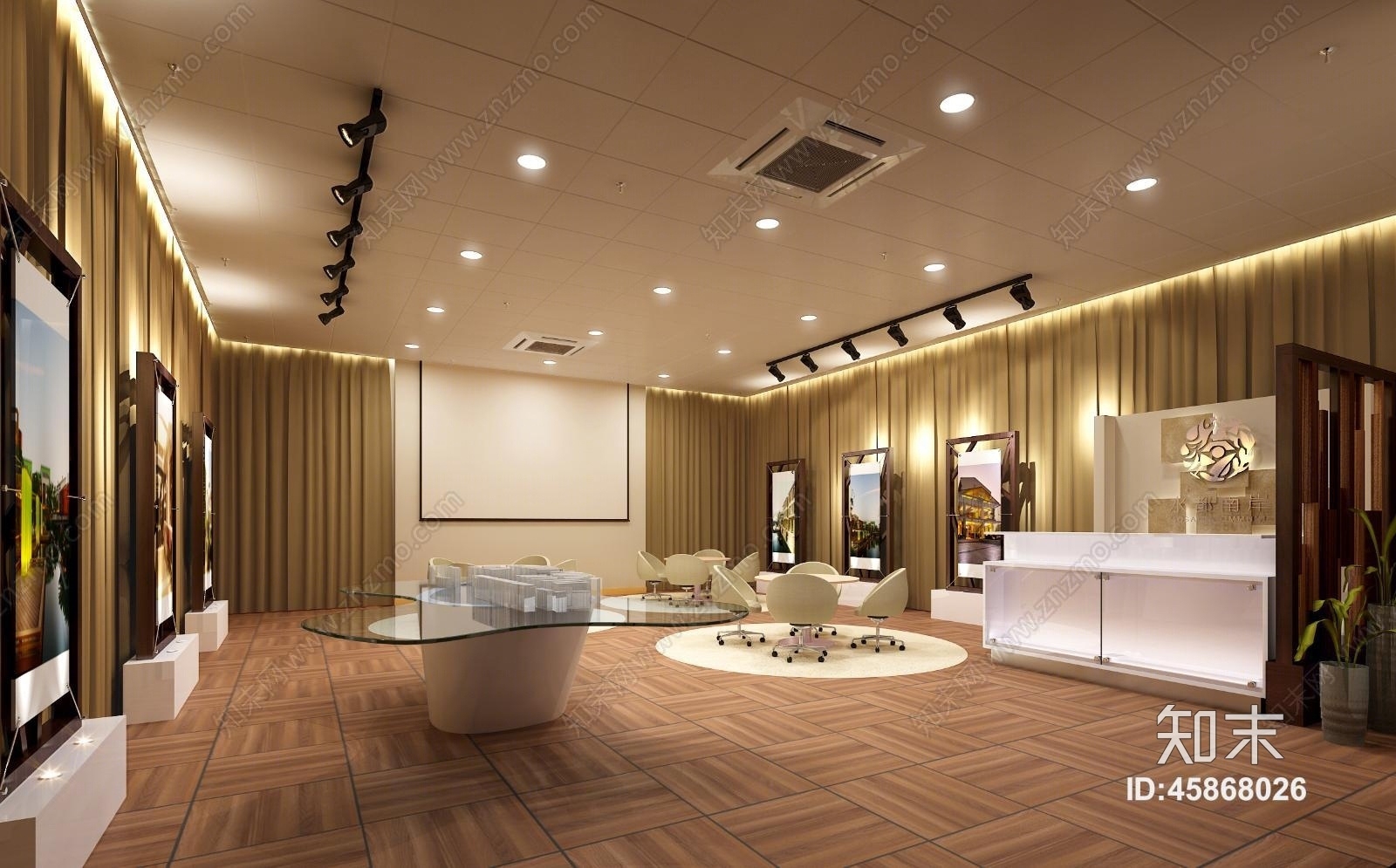 现代展厅效果图模型3D模型下载【ID:45868026】