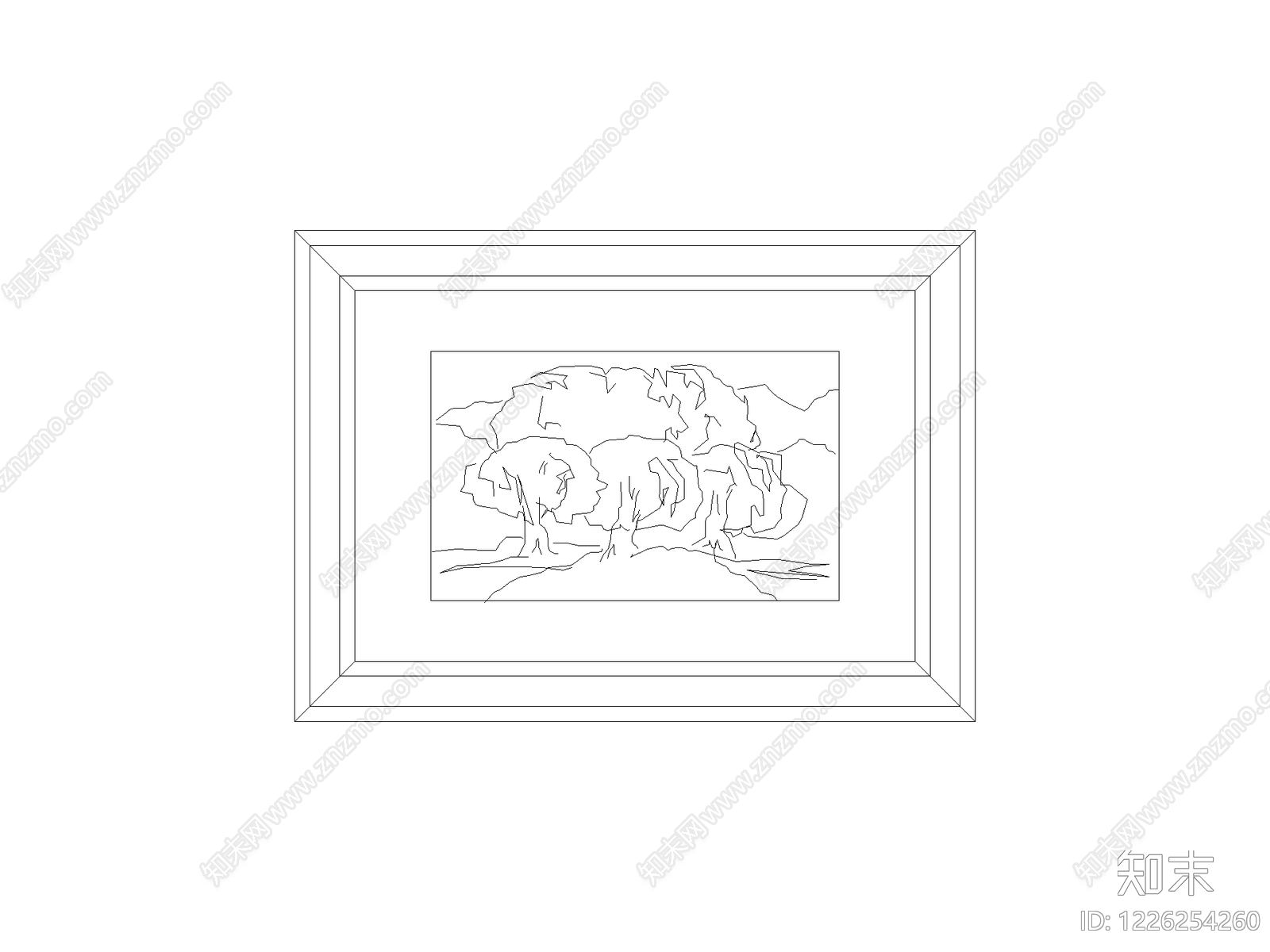 陈设类立面挂画cad施工图下载【ID:1226254260】