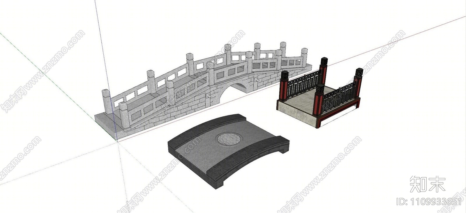 中式景观桥SU模型下载【ID:1109933651】