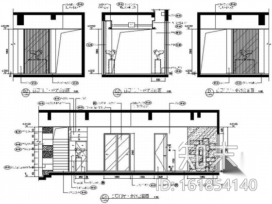 [广东]精品高级现代风格三层别墅室内设计装修施工图（图...施工图下载【ID:161854140】
