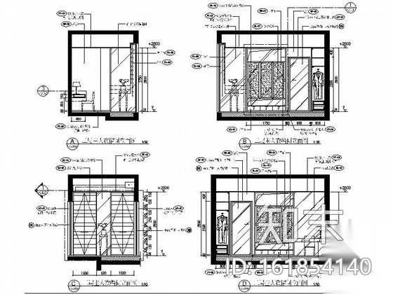 [广东]精品高级现代风格三层别墅室内设计装修施工图（图...施工图下载【ID:161854140】
