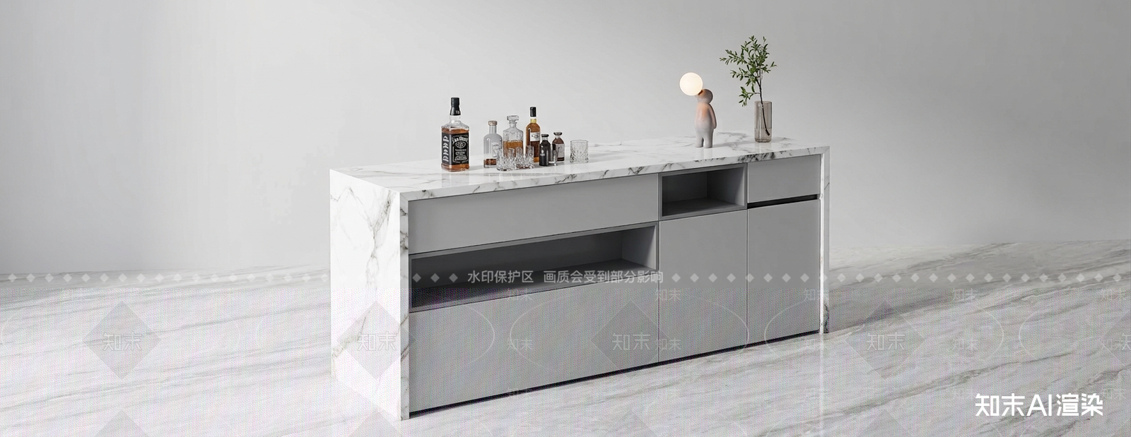 吧台储物柜餐边柜3D模型下载【ID:1227272038】