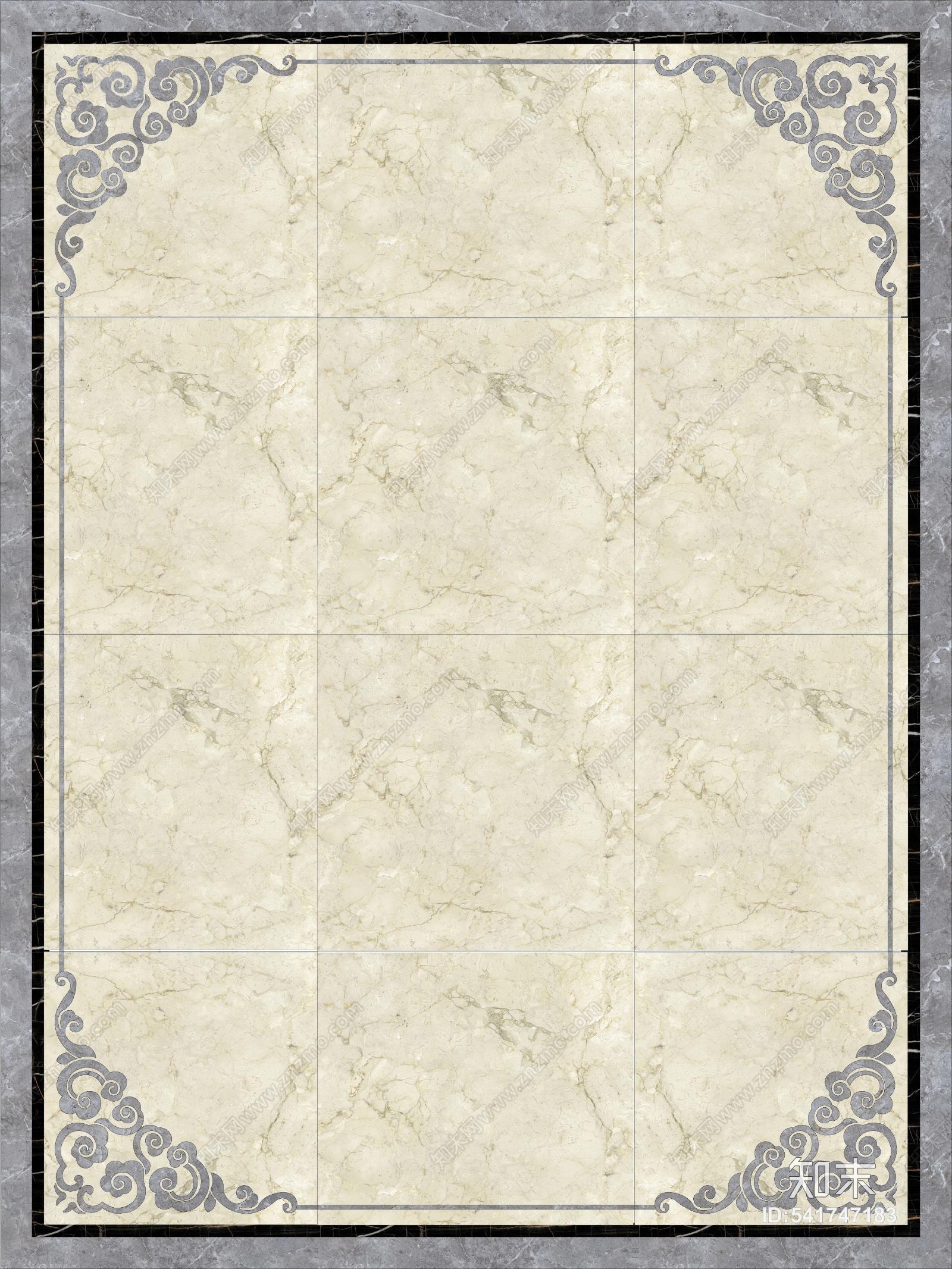 新中式地面切花地磁贴图下载【ID:541747183】