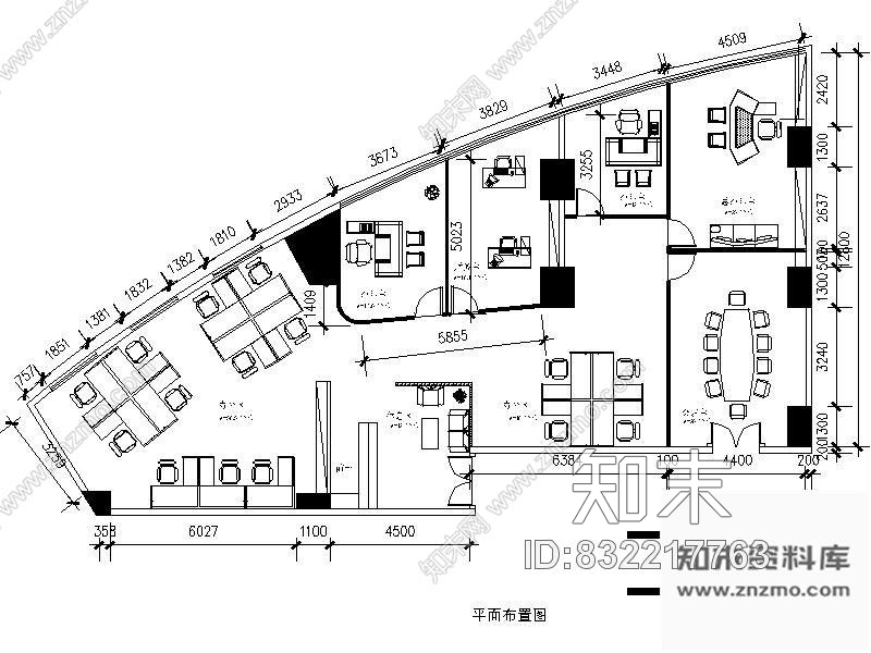 湖北某大厦办公室装修平面图cad施工图下载【ID:832217763】