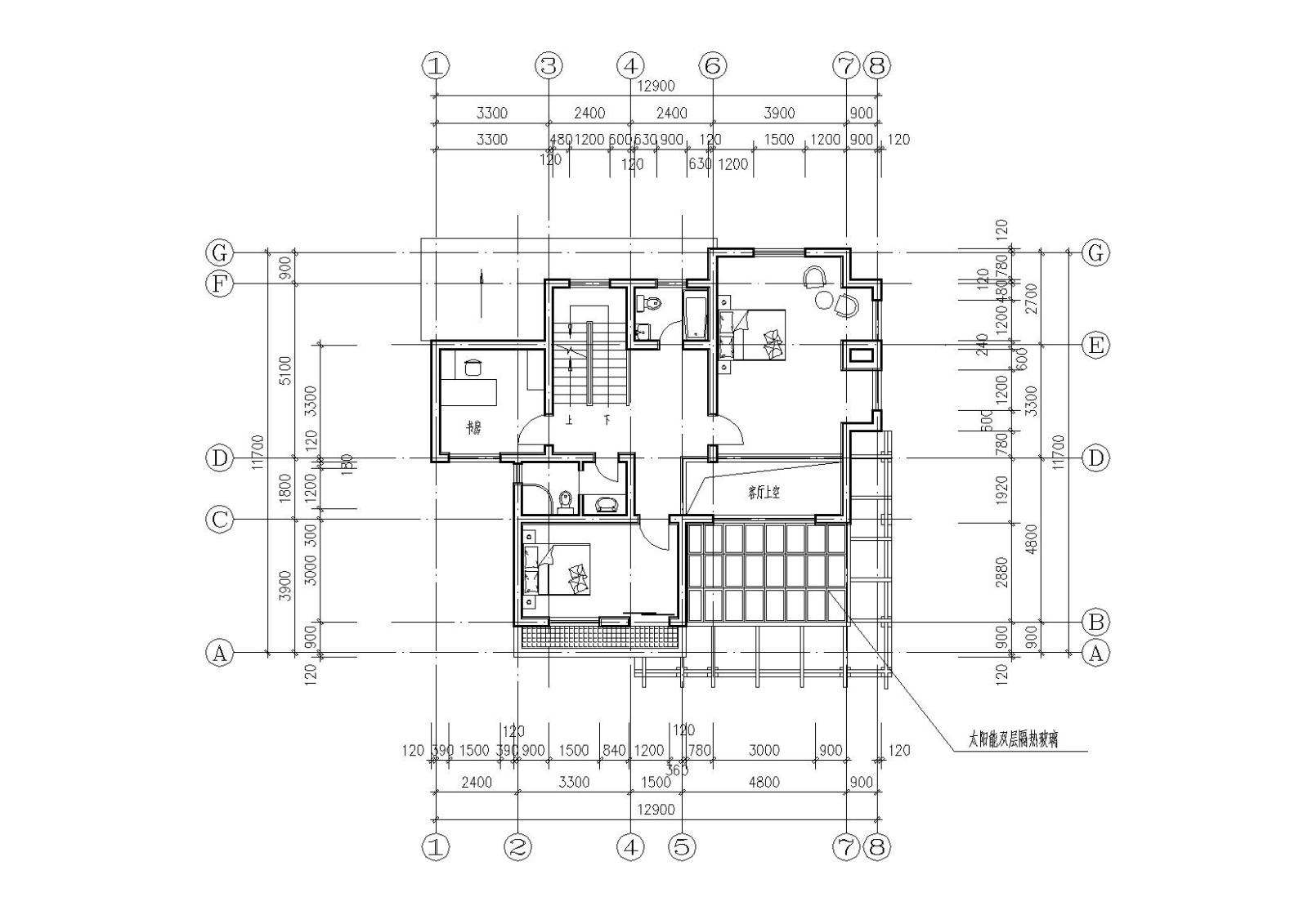 [江苏]连云港村镇月湾别墅建筑方案图cad施工图下载【ID:151389111】