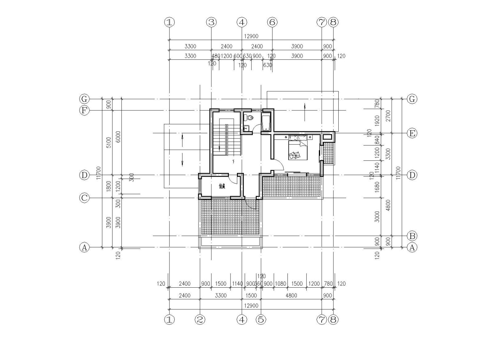 [江苏]连云港村镇月湾别墅建筑方案图cad施工图下载【ID:151389111】