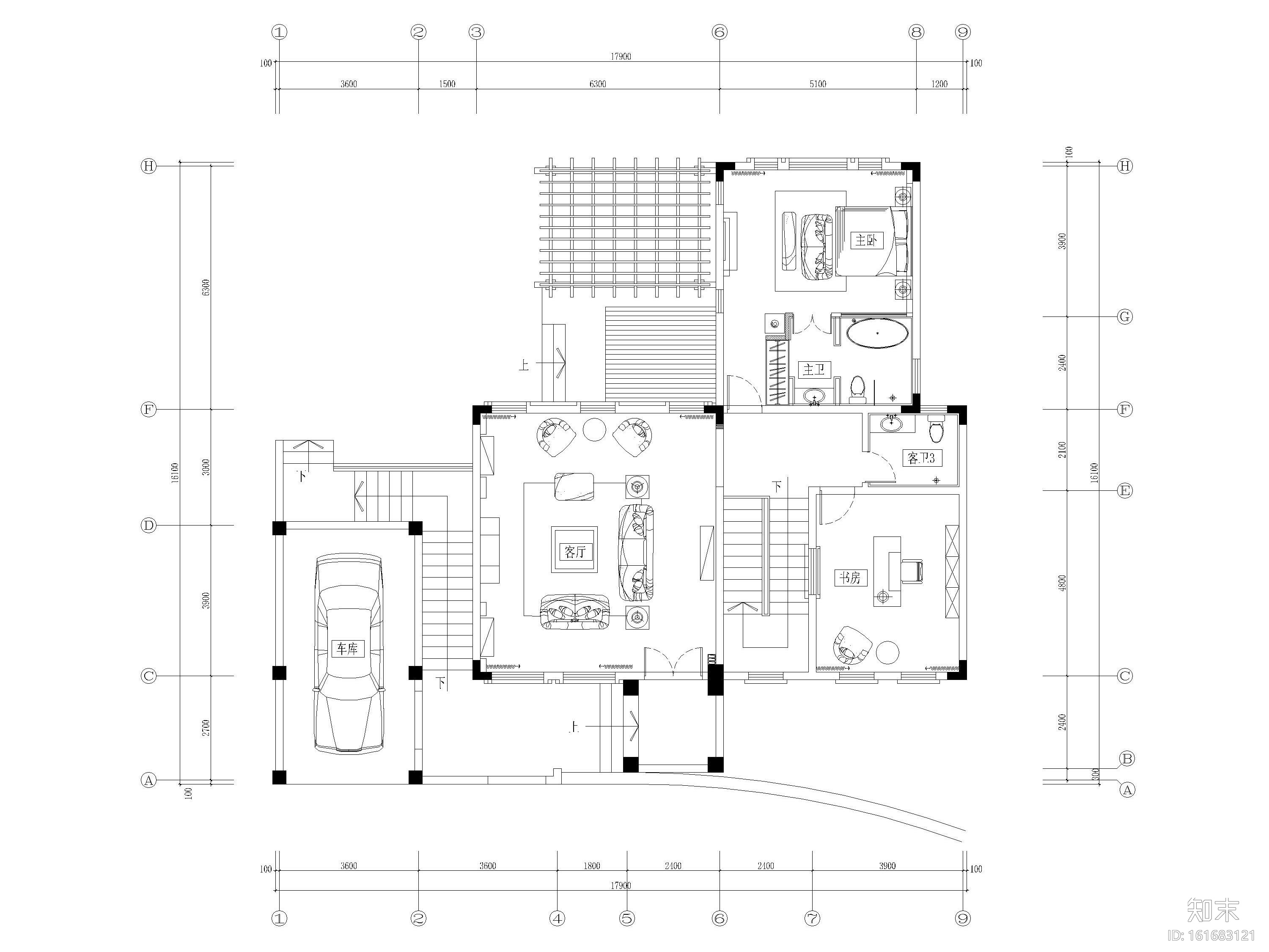 [郑州]五云山托斯卡纳风二层别墅样板房图纸cad施工图下载【ID:161683121】