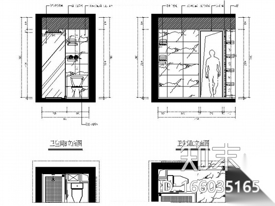 [福建]小户型一室一厅简约风格室内装修施工图（含效果）施工图下载【ID:166035165】