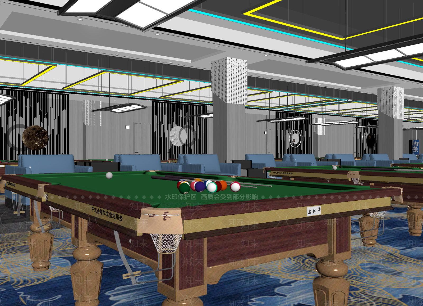 现代台球室3D模型下载【ID:1214790447】
