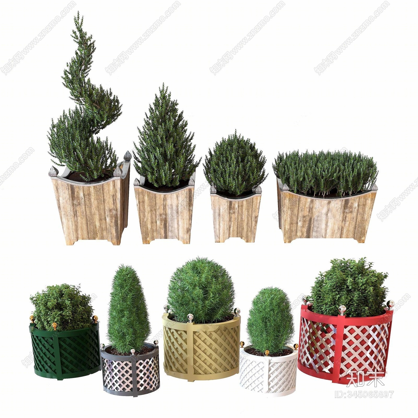 现在室内室外盆栽植物组合3D模型下载【ID:345065897】