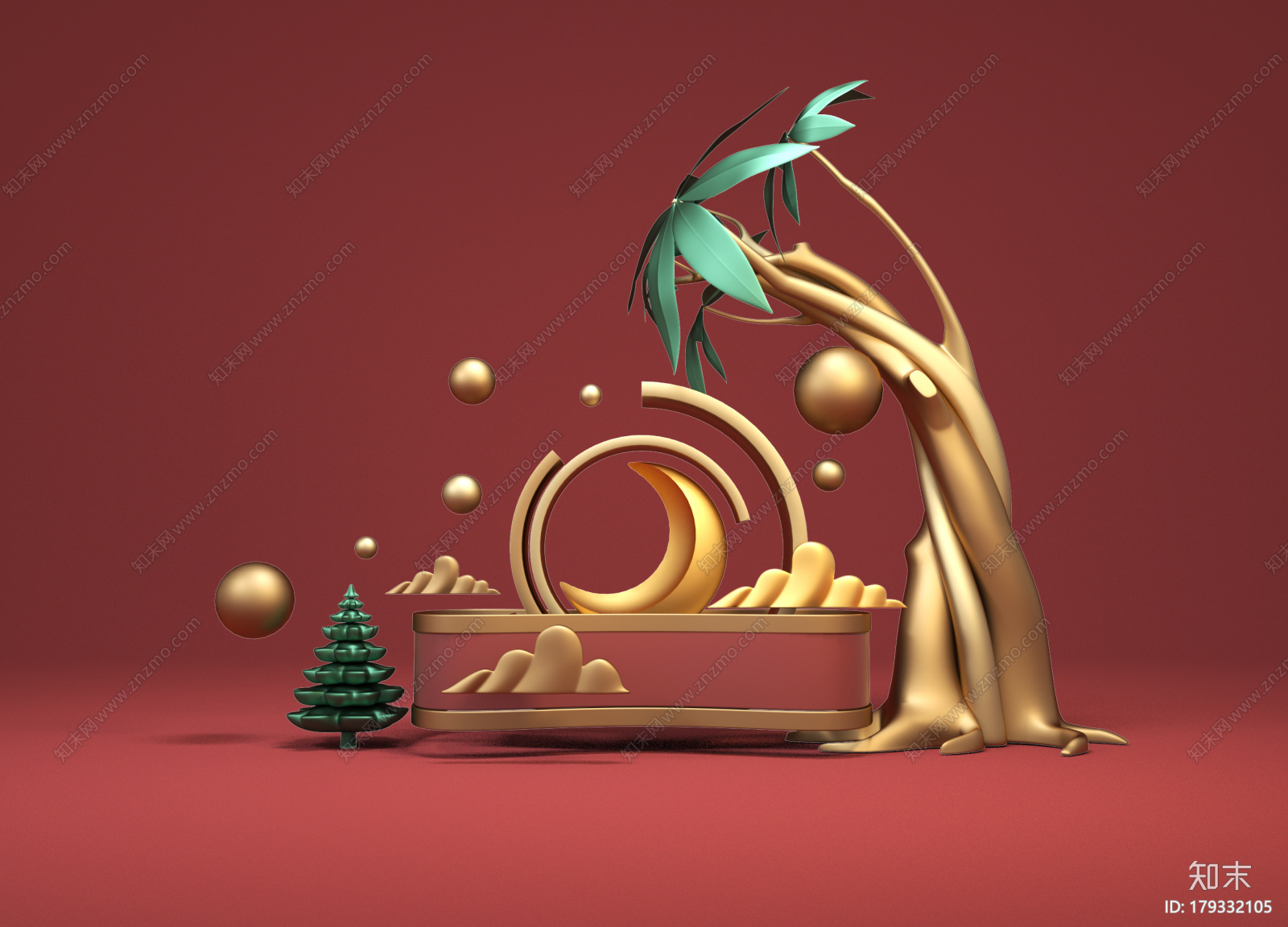 金色椰子树元素CG模型下载【ID:179332105】
