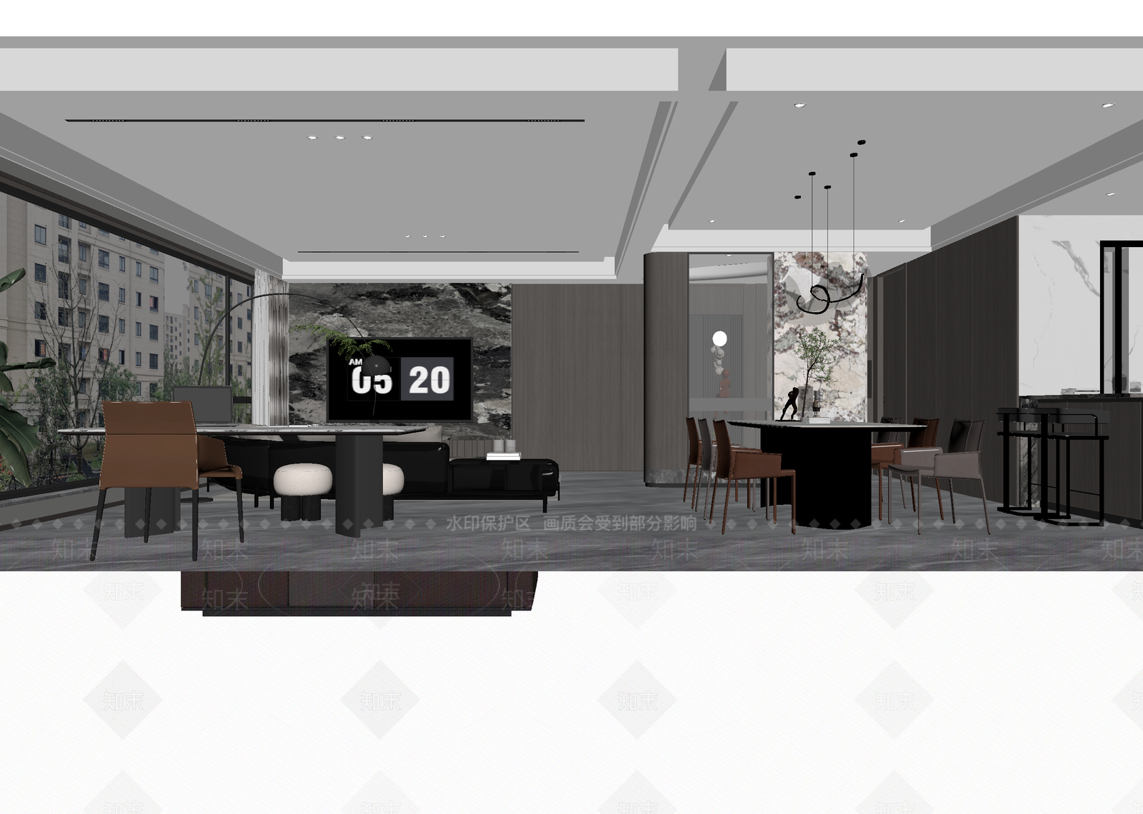 现代客餐厅3D模型下载【ID:1215191435】