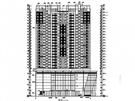 [广东]某二十四层商住楼建筑施工图（含效果图）cad施工图下载【ID:165924133】