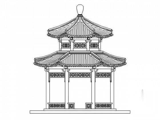 [仿古建]八柱重檐八角凉亭及曲桥组合施工图施工图下载【ID:160733198】