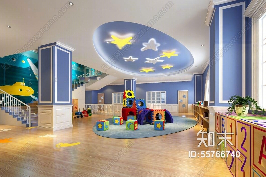 现代幼儿园游戏室3D模型下载【ID:55766740】