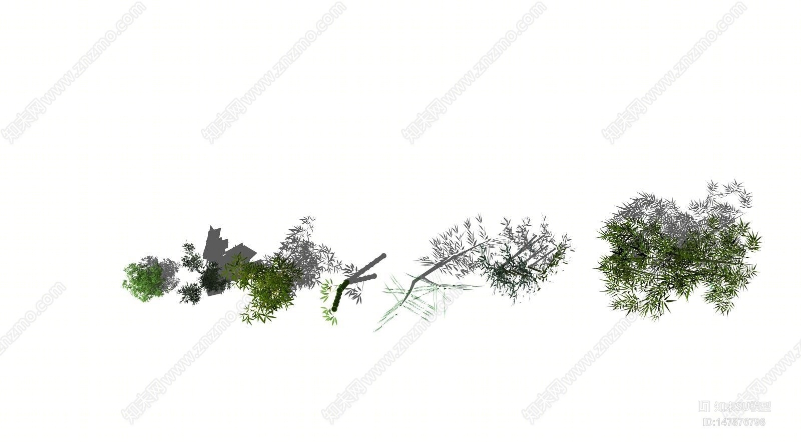 新中式竹元素植物竹子SU模型下载【ID:147876798】