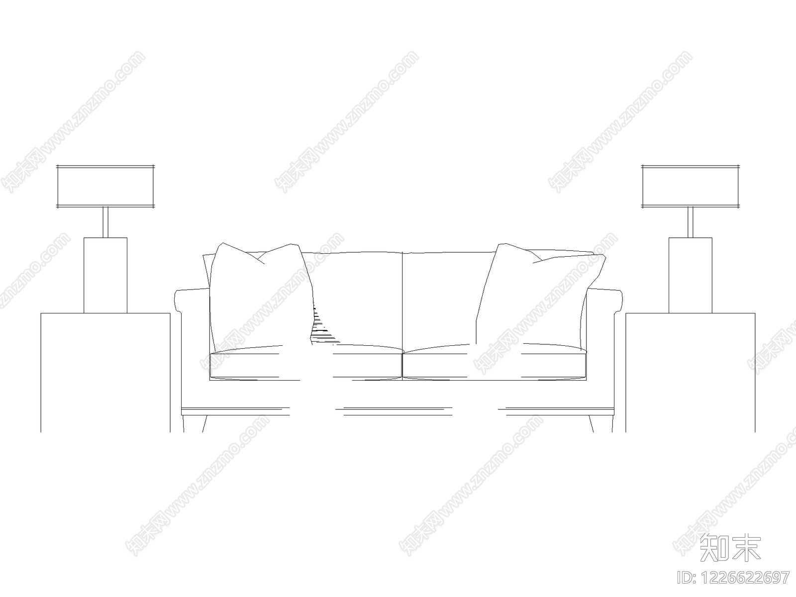 沙发cad施工图下载【ID:1226622697】
