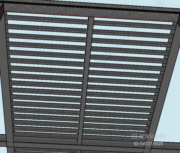 工业风方通玻璃雨棚工字钢SU模型下载【ID:545315920】