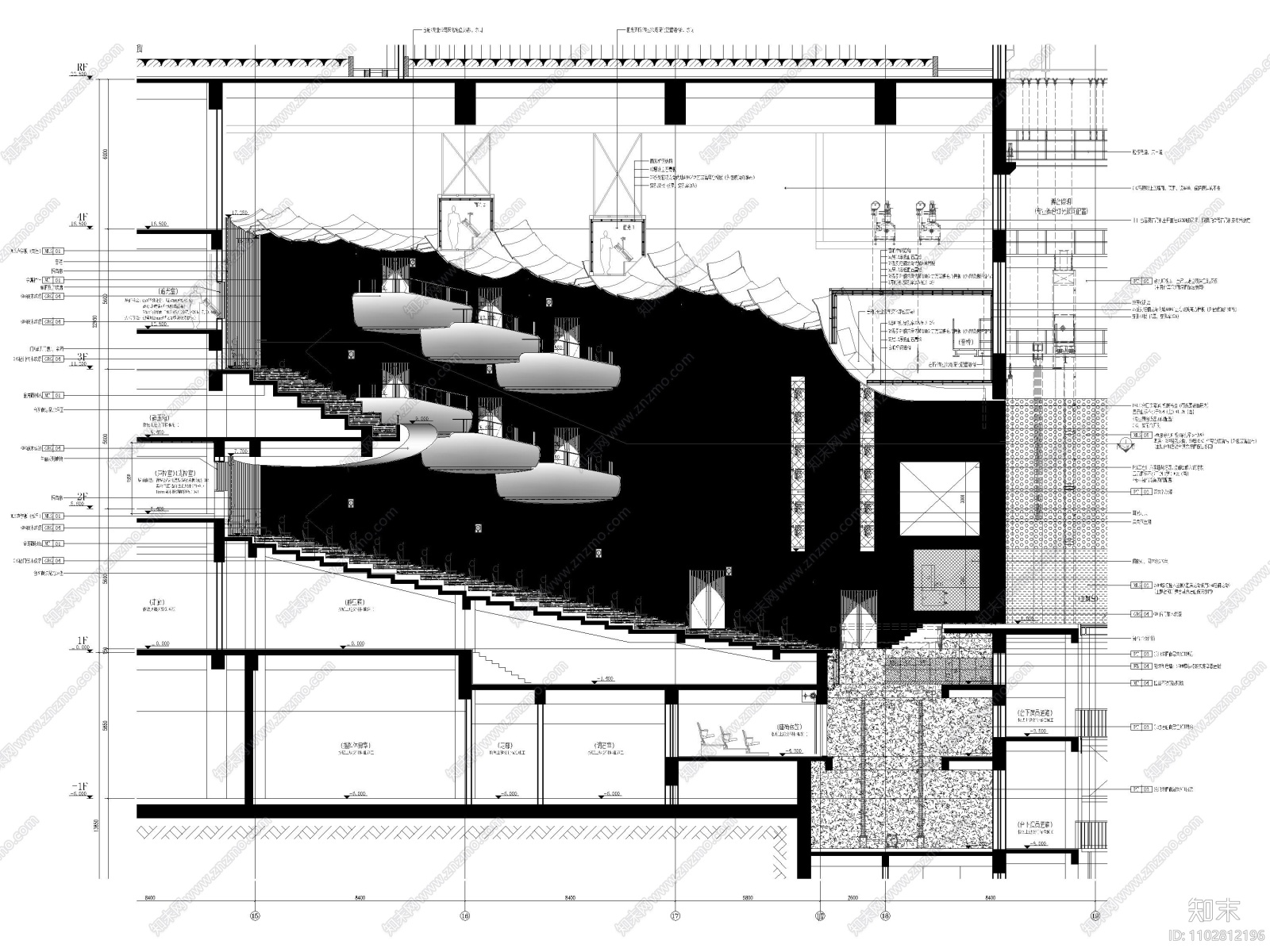 安徽现代剧院文化馆室内装修设计施工图施工图下载【ID:1102812196】