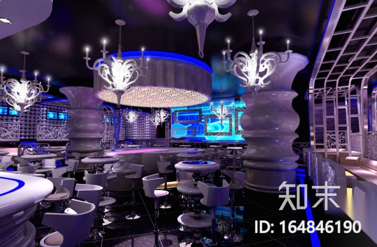 [河北]时尚酒吧设计CAD施工图（含效果图）cad施工图下载【ID:164846190】