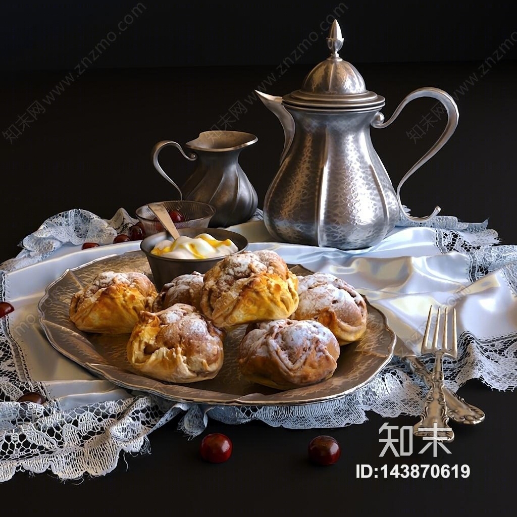 现代茶壶茶具3D模型下载【ID:143870619】