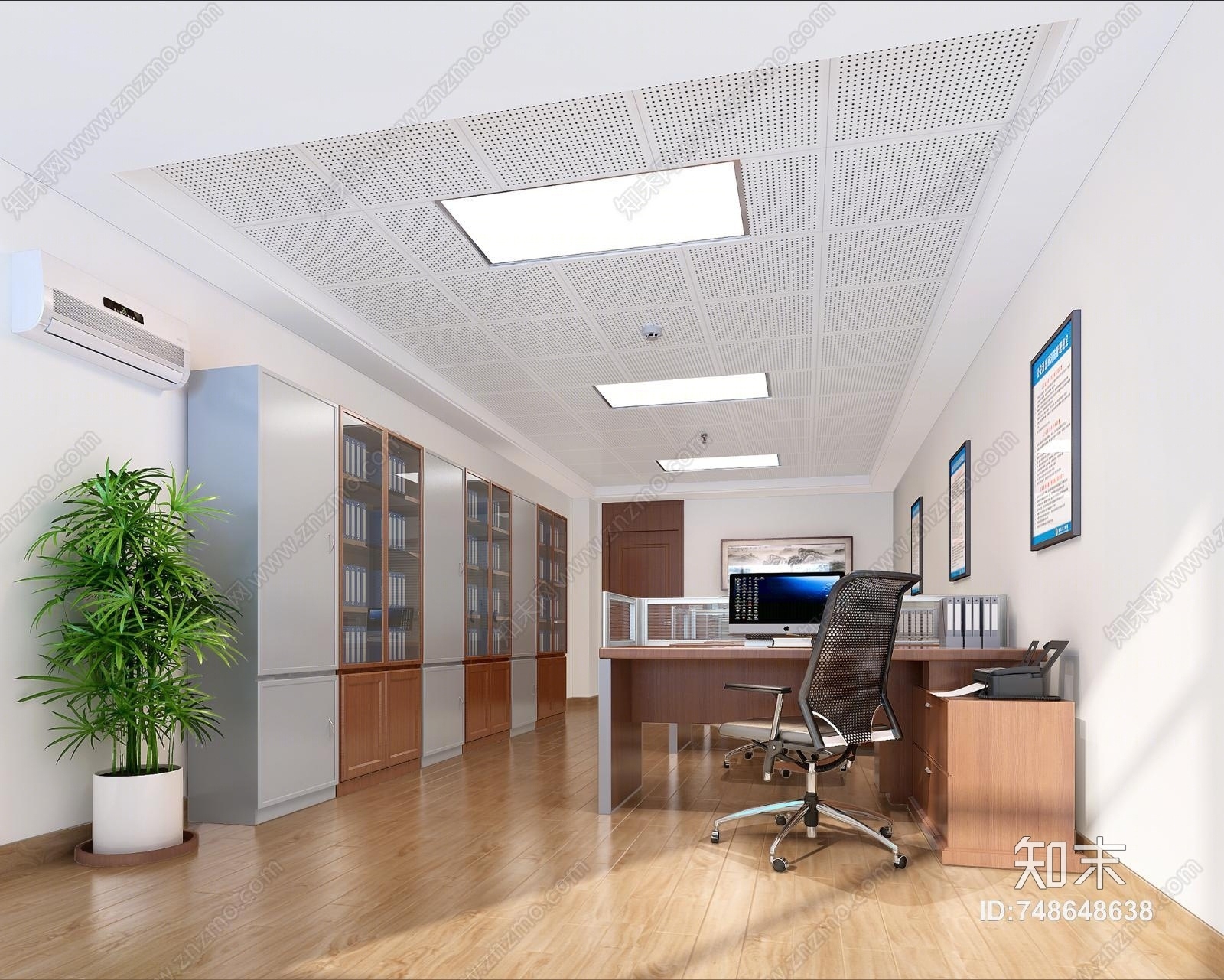 现代员工普通办公室3D模型下载【ID:748648638】