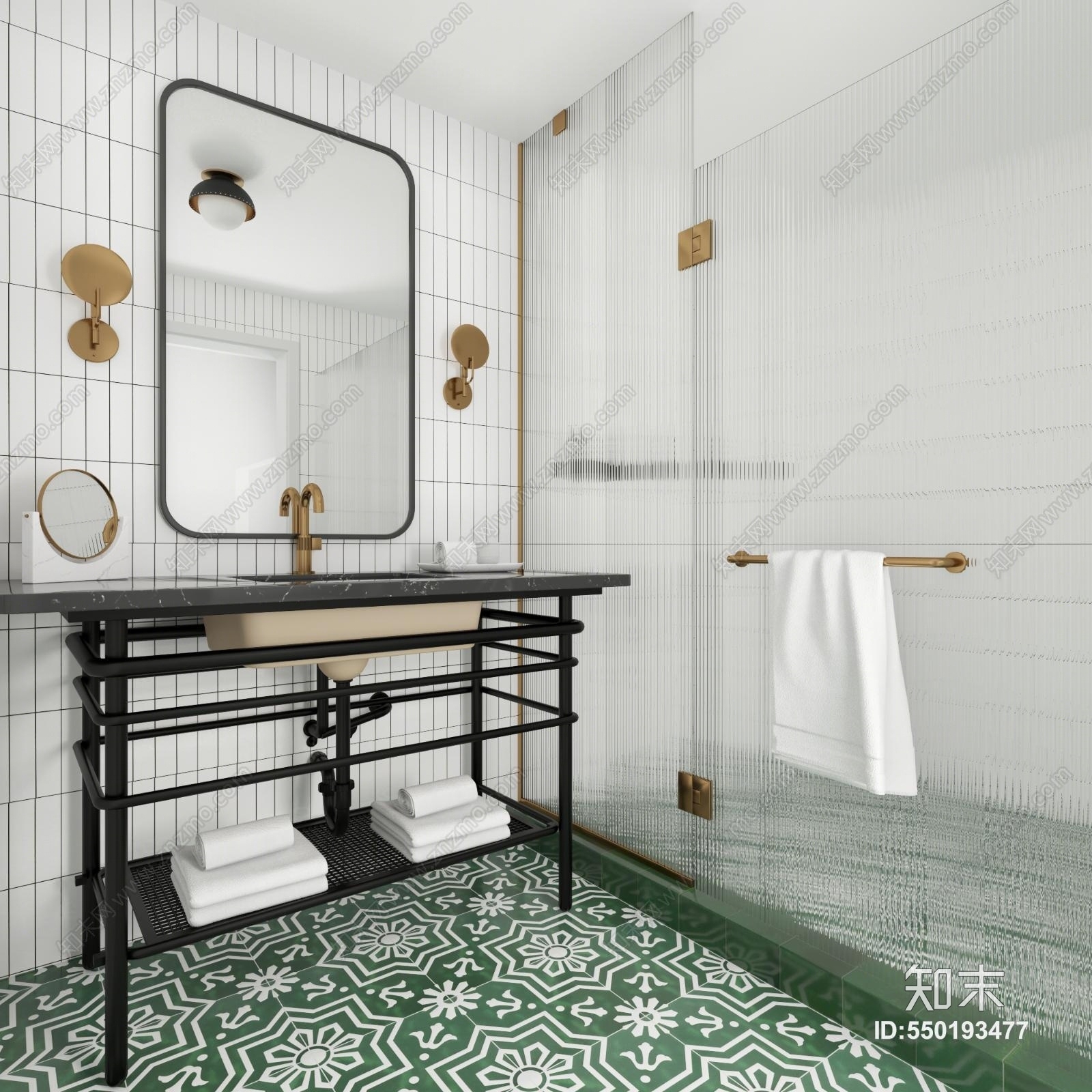 现代北欧复古卫浴3D模型下载【ID:550193477】