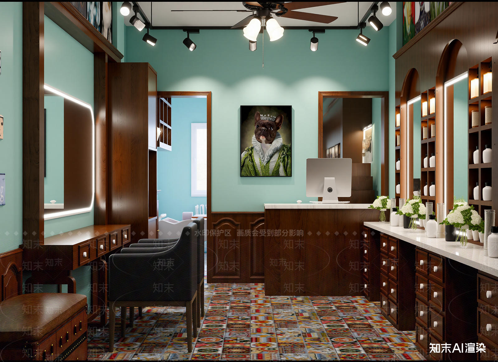 美式美容院3D模型下载【ID:1214122797】