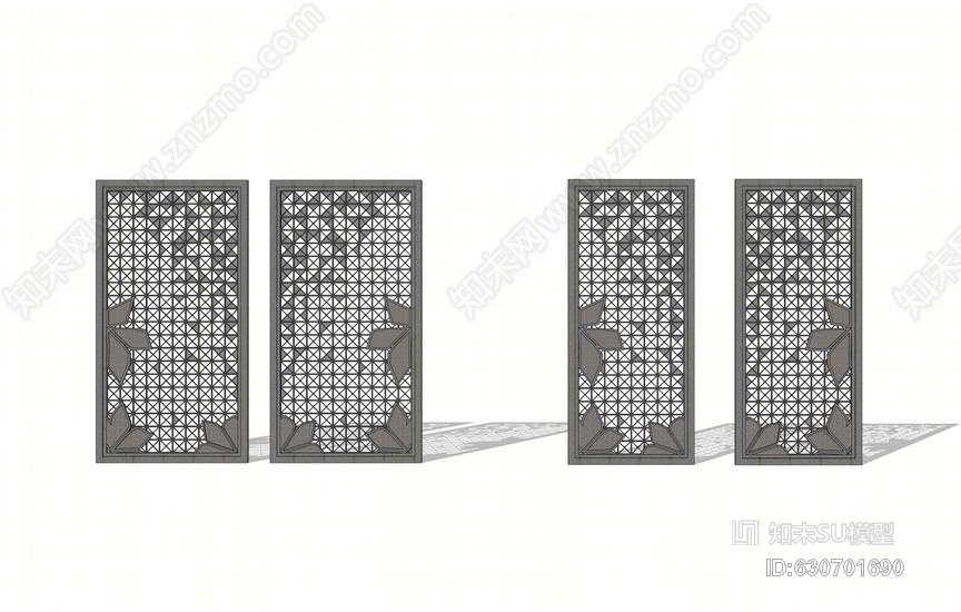 现代铁艺隔断SU模型下载【ID:630701690】