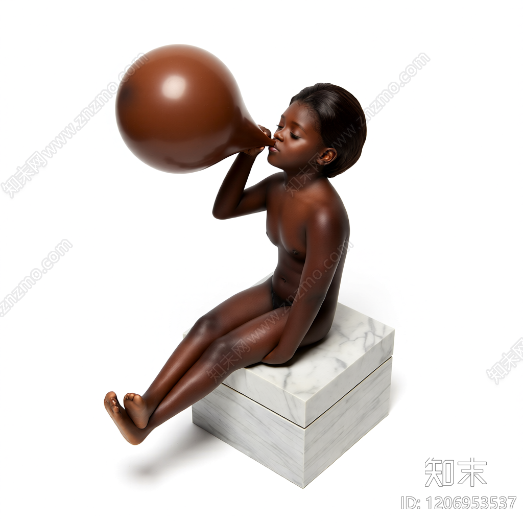 吹气球人物雕塑3D模型下载【ID:1206953537】