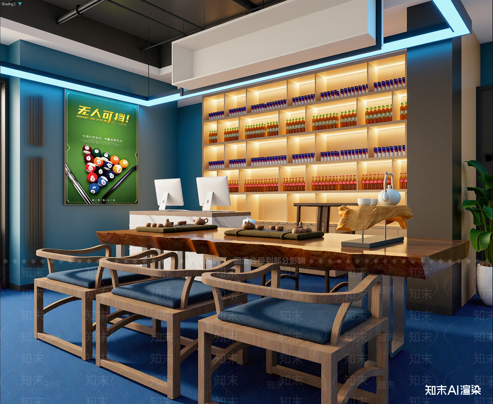 台球室3D模型下载【ID:1213962571】