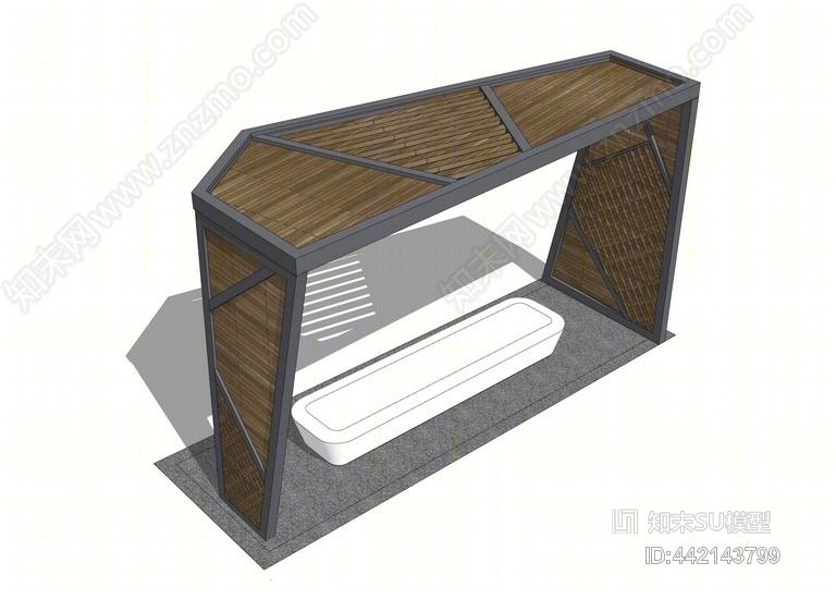 新中式廊架SU模型下载【ID:442143799】