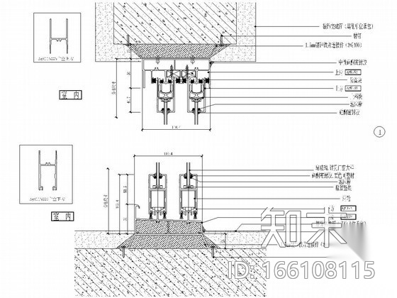 推拉门节点图cad施工图下载【ID:166108115】