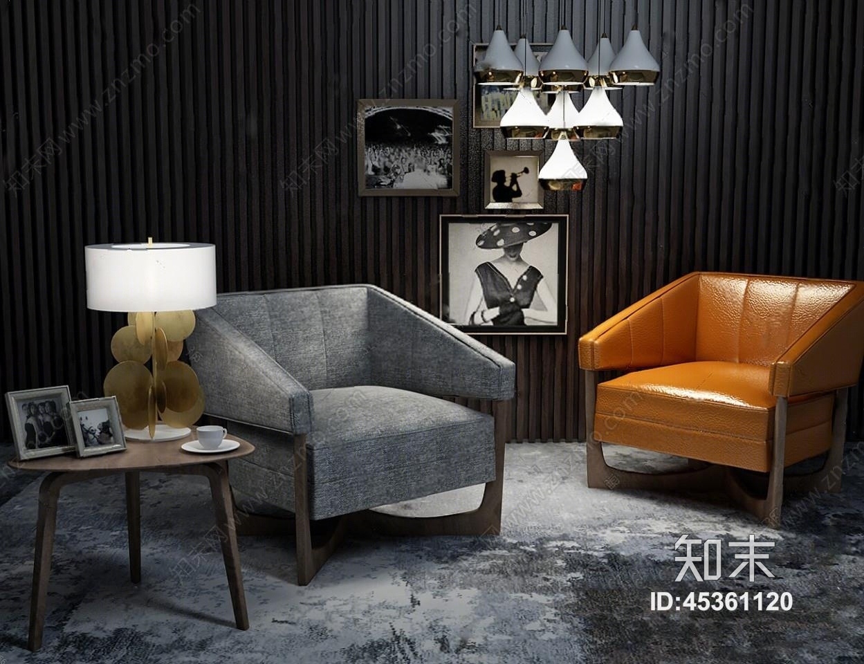 沙发椅3D模型下载【ID:45361120】
